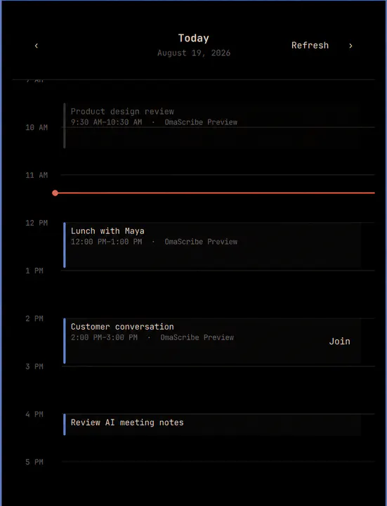 OmaScribe — AI Meeting Notes preview