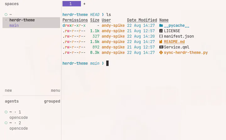 Herdr Theme Sync preview