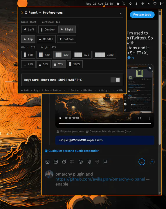 X Panel preview