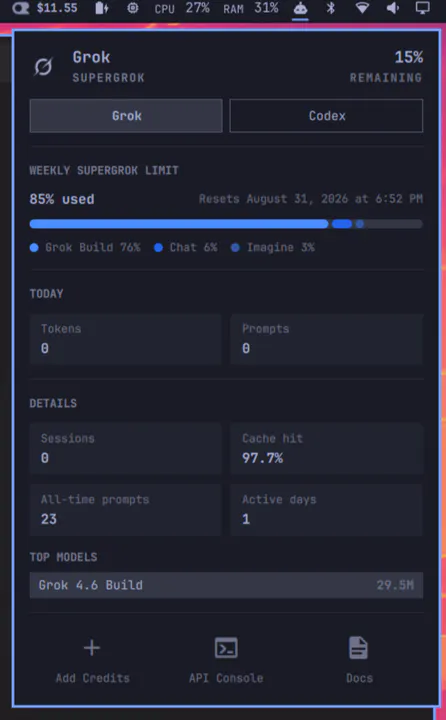 Grok Usage preview