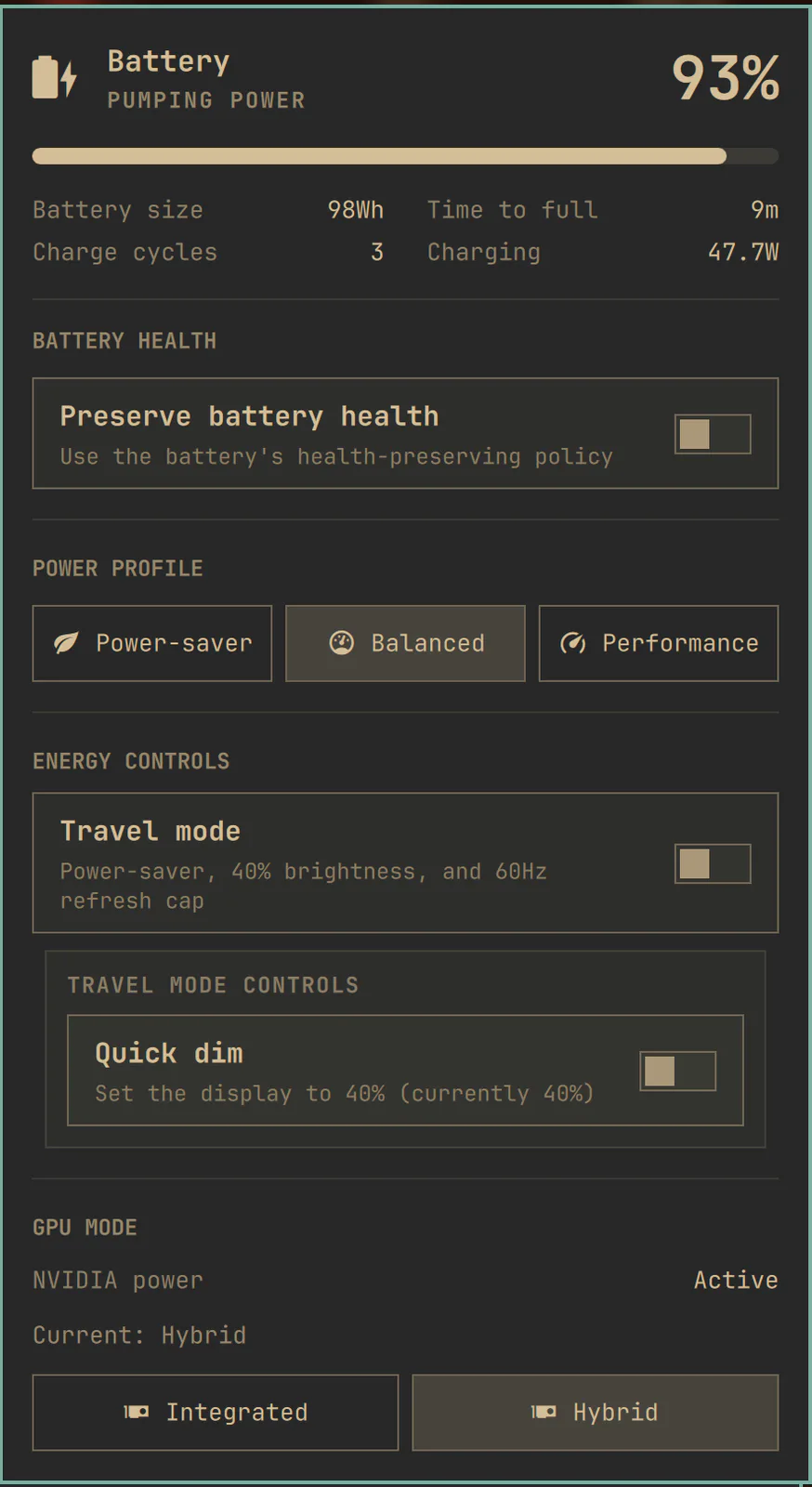 Laptop Power Center screenshot