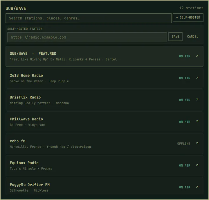 SUB/WAVE Radio preview