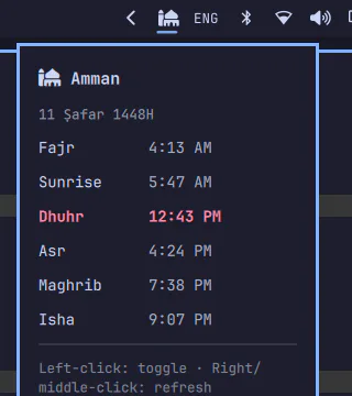 Prayer times screenshot