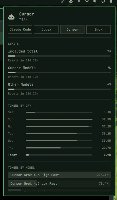 Cursor Usage preview