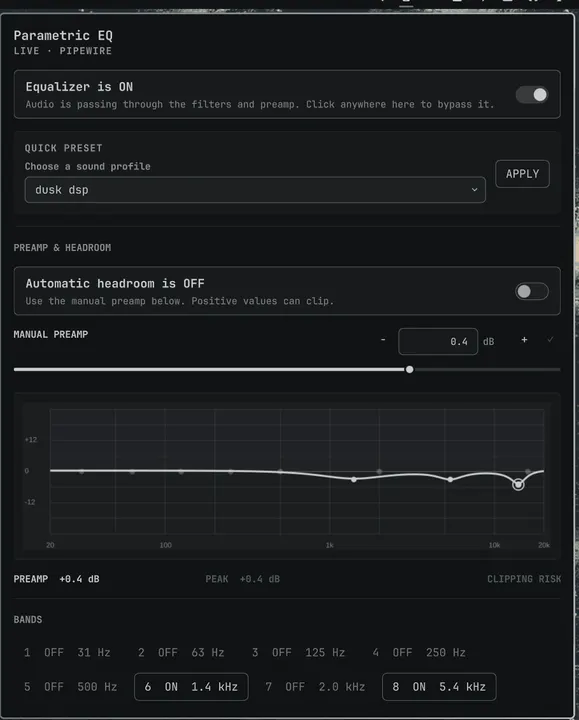 Parametric EQ preview