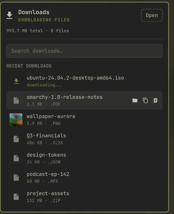 Downloads preview