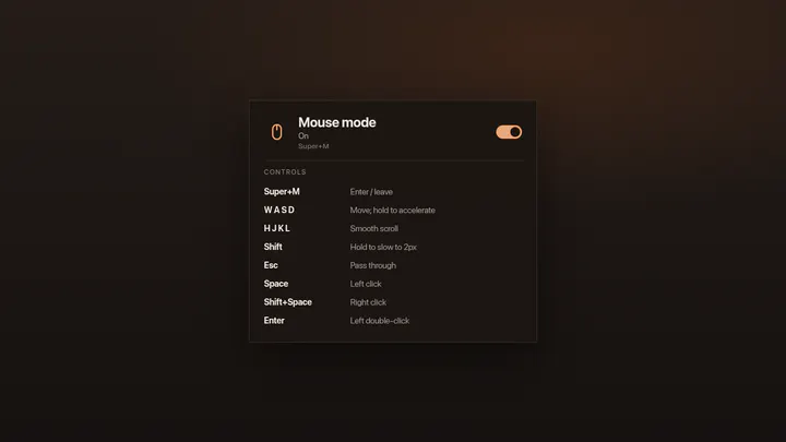 Mouse mode preview