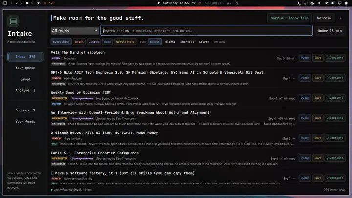 Intake preview