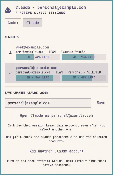 AI Account Switcher preview