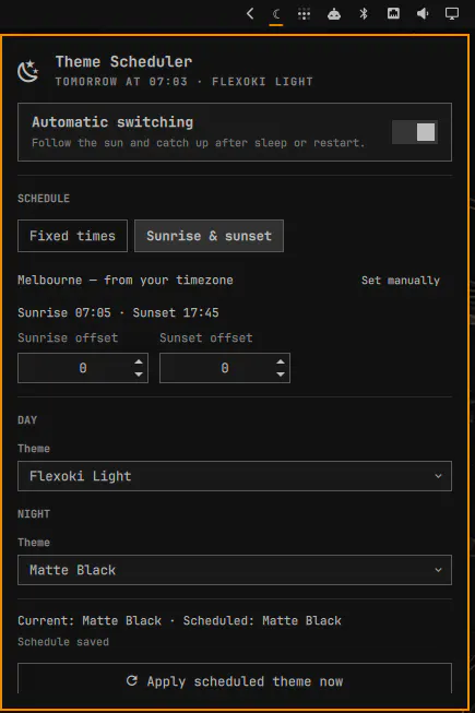 Theme Scheduler preview