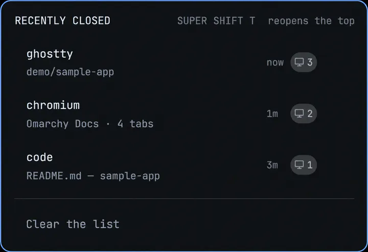 Recently Closed preview
