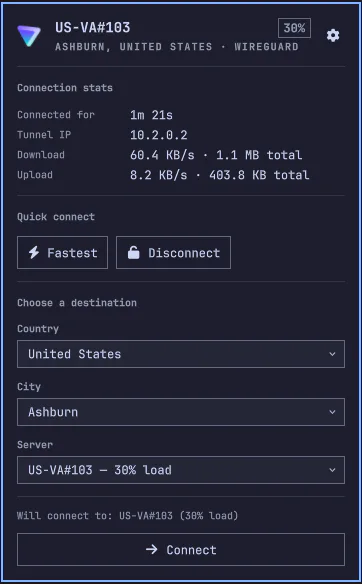 Proton VPN screenshot