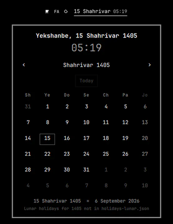 Jalali Calendar preview