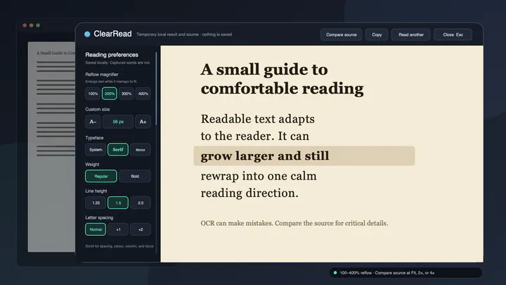ClearRead preview