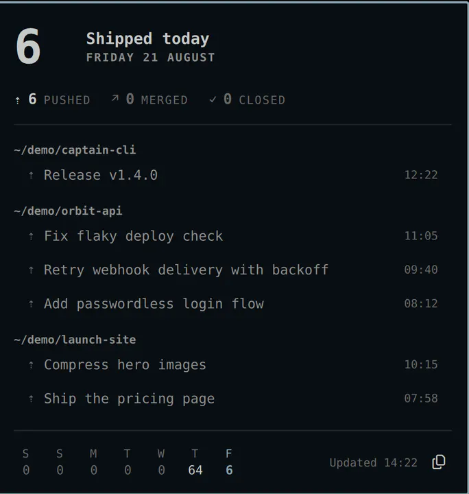 Shiplog preview