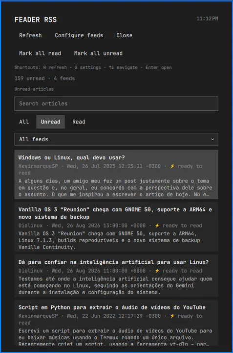Feader RSS preview