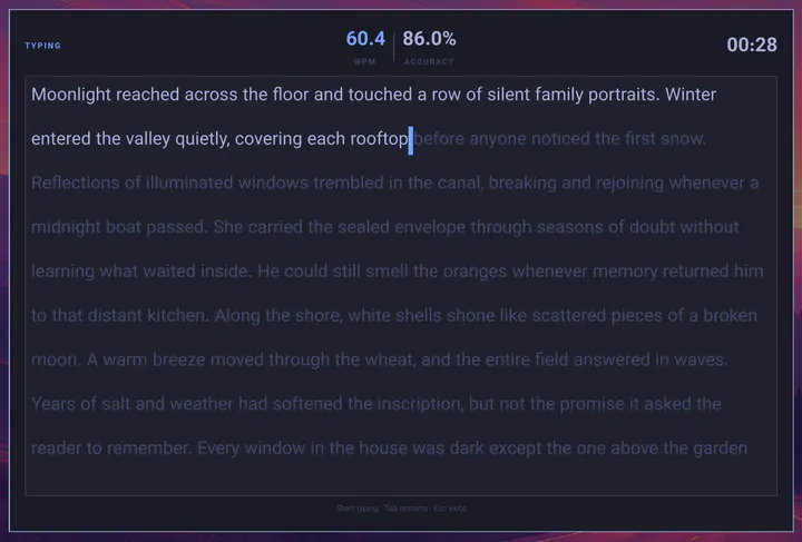 Omarchy Typing Test preview