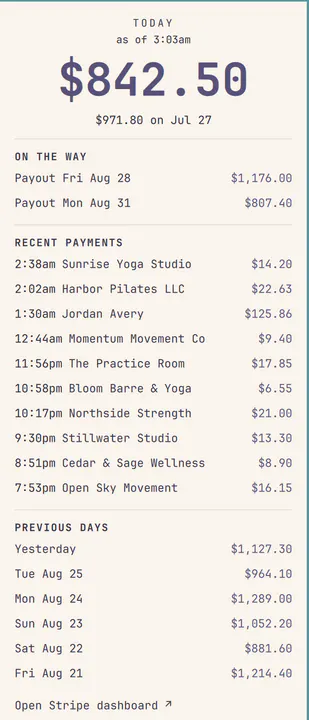 Stripe Revenue preview