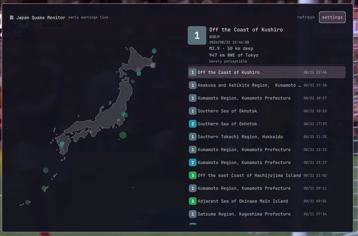 Japan Quake Monitor preview