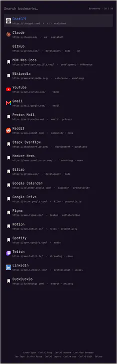 Bookmarks preview