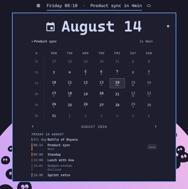 Calendar screenshot