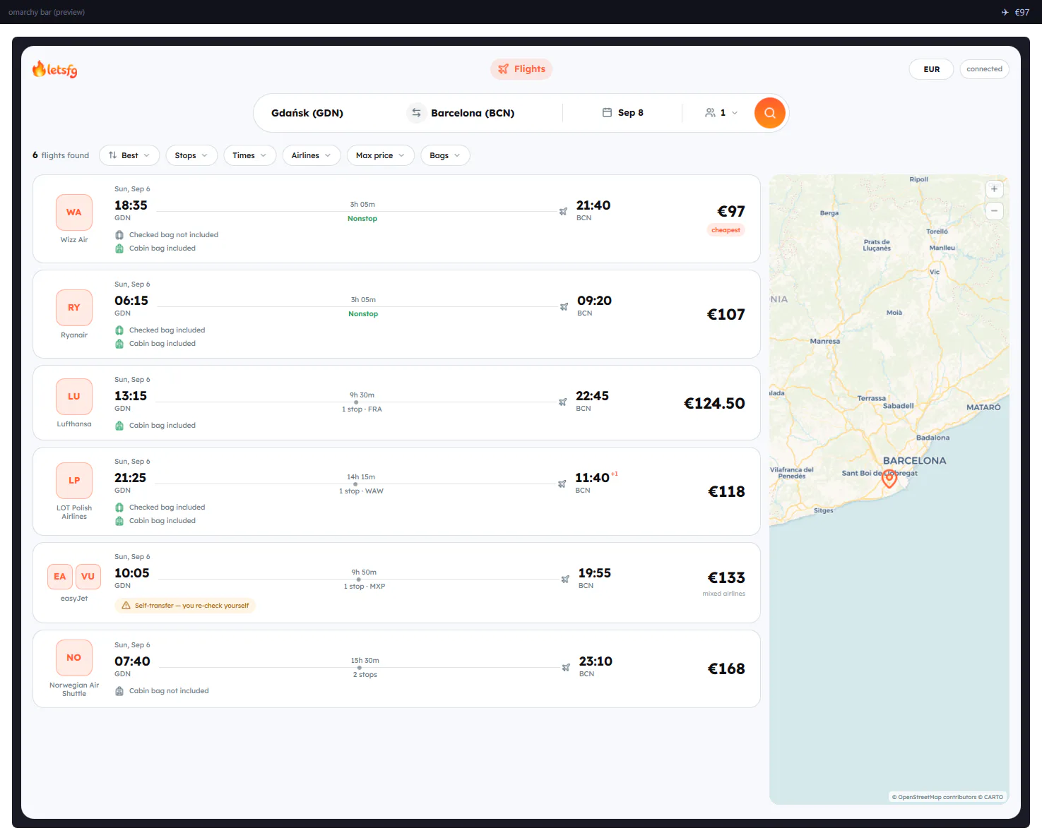 LetsFG Flights screenshot
