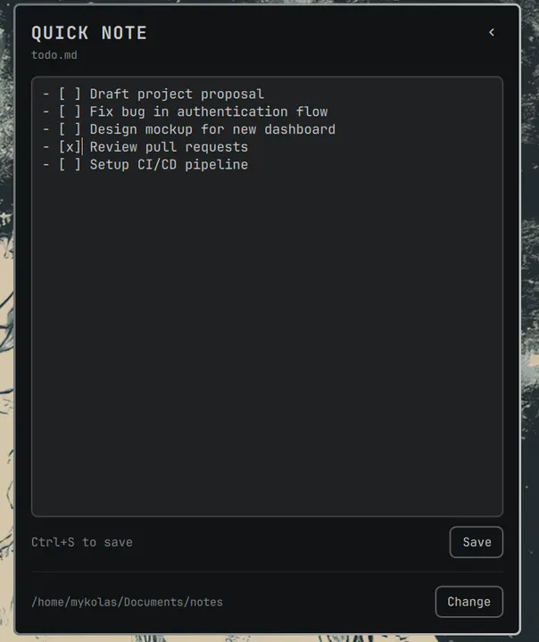 Obsidian Quick Note preview