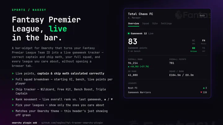 Omarchy FPL Tracker preview