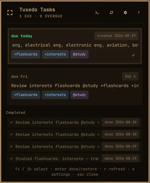 Tuxedo Tasks preview