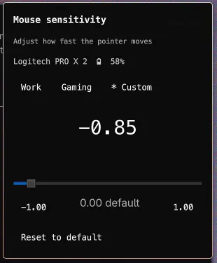 Mouse Sensitivity preview