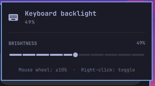 Keyboard Brightness preview