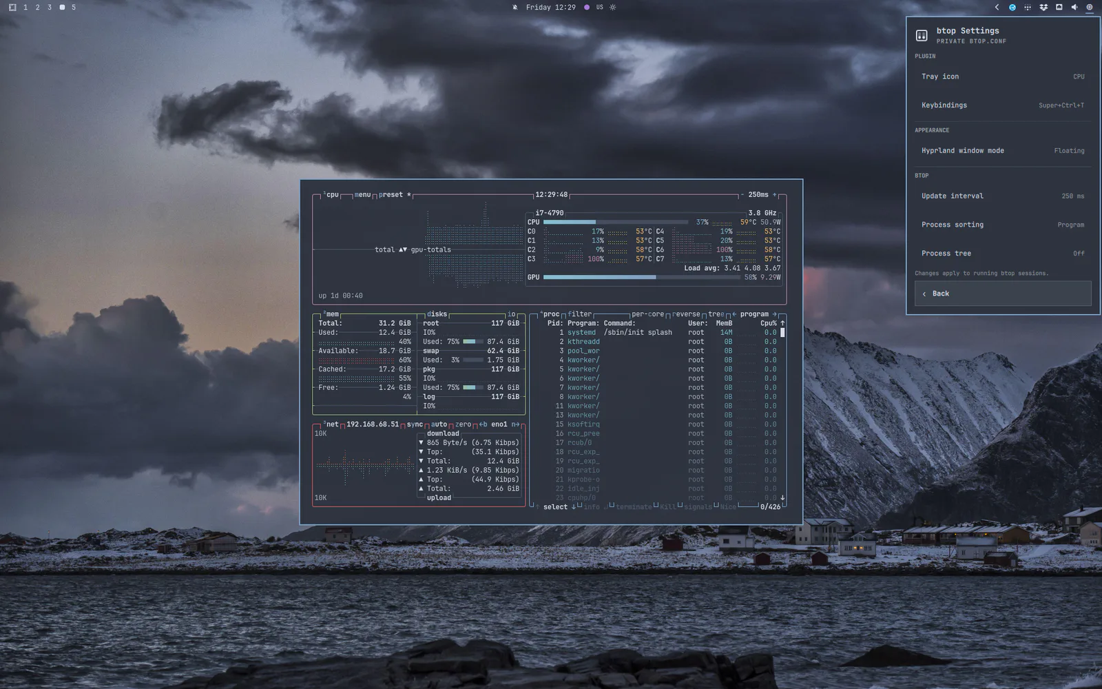 btop Activity screenshot