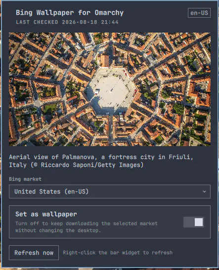 Bing Wallpaper for Omarchy preview