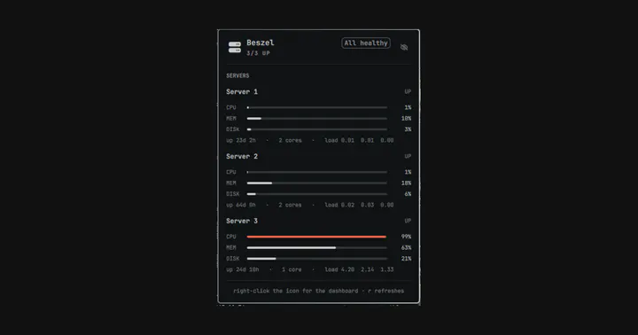 Beszel servers preview