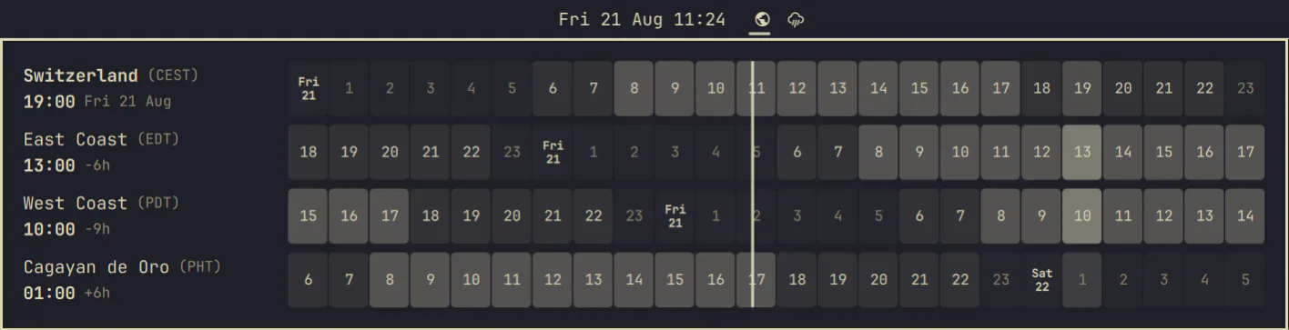 Timezones screenshot