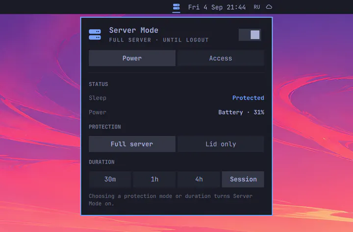 Server Mode — Remote Access for Omarchy preview