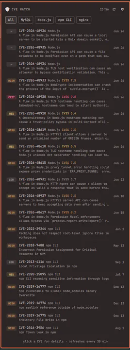CVE Watcher preview
