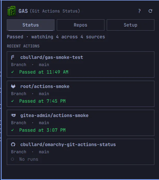 GAS (Git Actions Status) preview