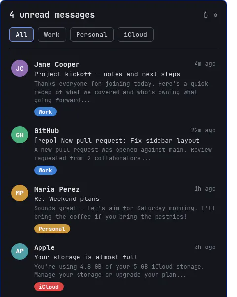 OmaIMAPMail preview