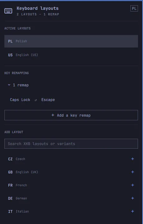 Keyboard layouts preview