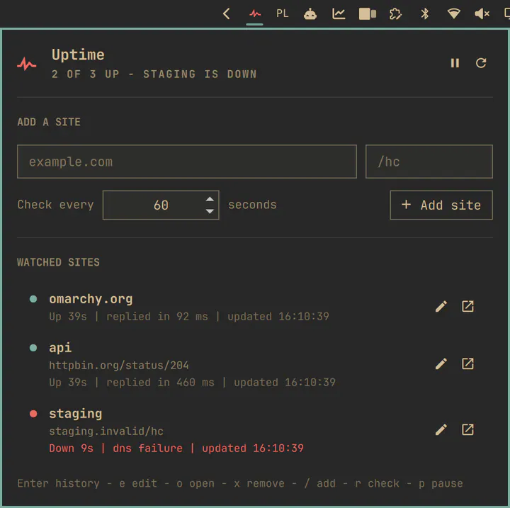 Uptime preview