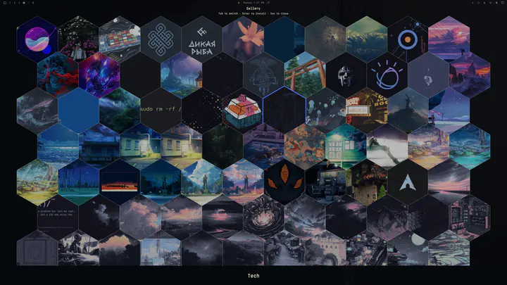 Grid wallpaper picker preview