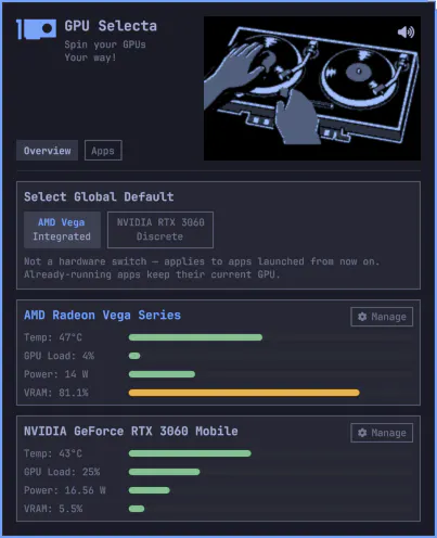 GPU Selecta preview