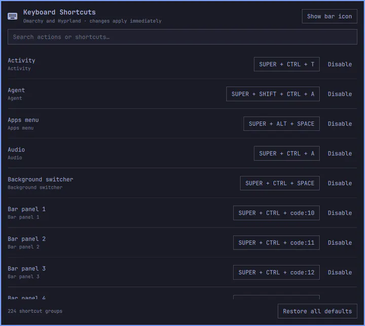 Keyboard Shortcuts preview