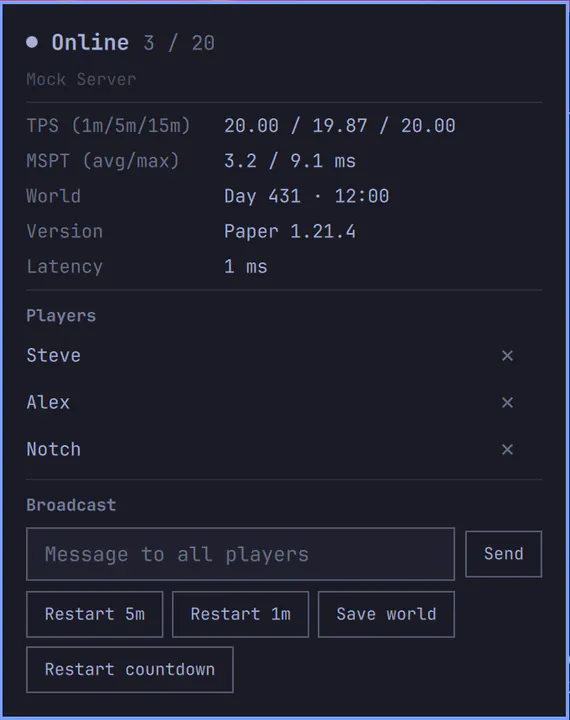 Minecraft Server preview