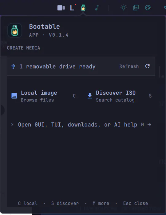 Bootable preview