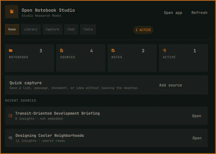 Open Notebook Studio preview