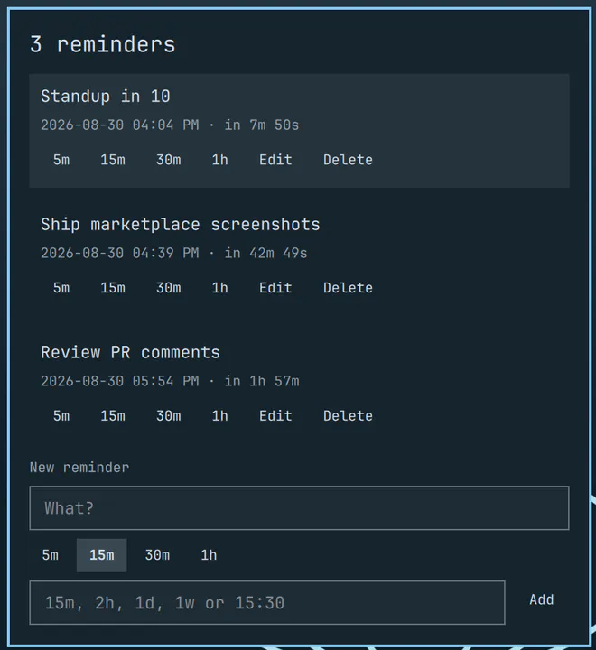 Bralyx Reminders preview