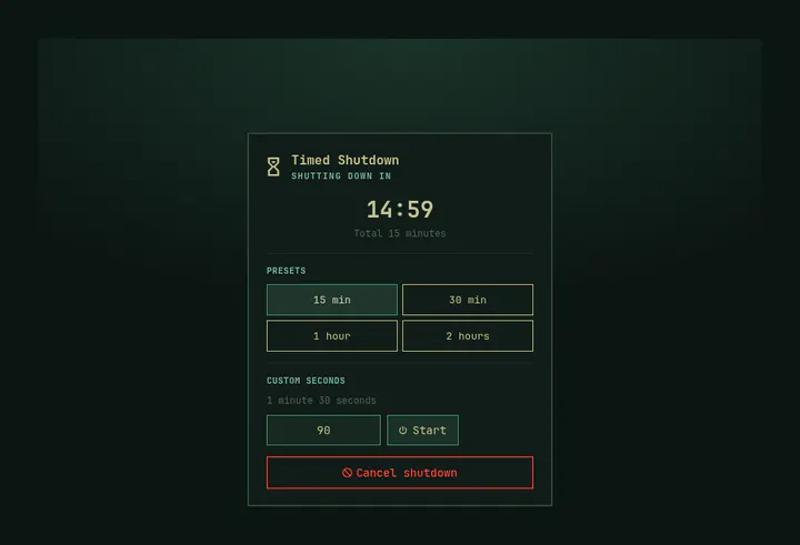 Timed Shutdown preview