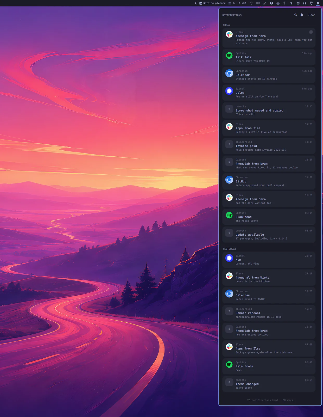 Notification Center screenshot